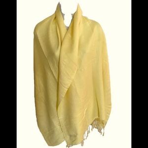 Pashmire Shawl -27 x78 yellow , NWOT , viscose /polyester